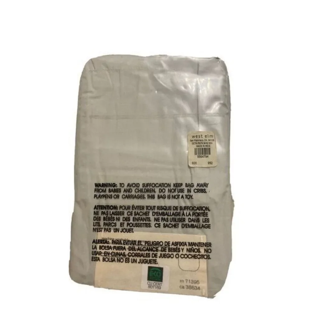 West Elm Green Organic Cotton Standard Pillow Sham Sea‎ Light Blue NEW